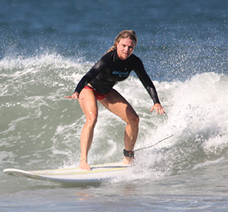 Pam Surfing in Costa Rica